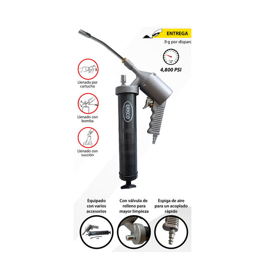 Inyector neumático de grasa 4,800 PSI ERKCO 1005N