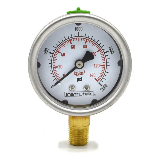 Manómetro con Glicerina 2.5" 0–2000 psi, 1/4" NPT inferior, Instrutek – SKU 63.300.2000