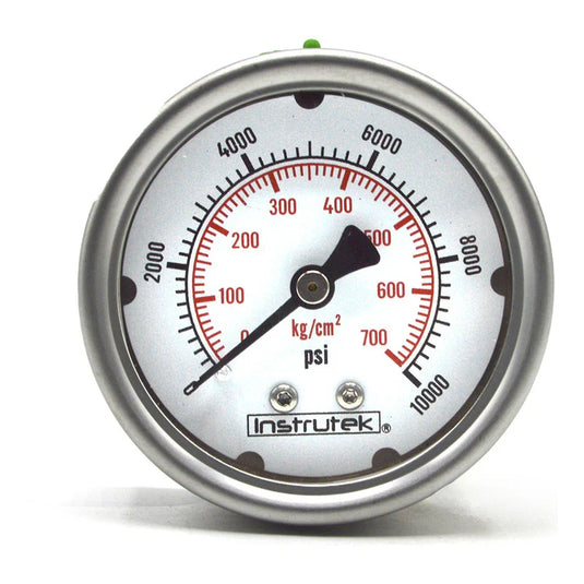 Manómetro con Glicerina 2.5" 0–10000 psi, 1/4" NPT posterior, Instrutek – SKU 63.310.10000