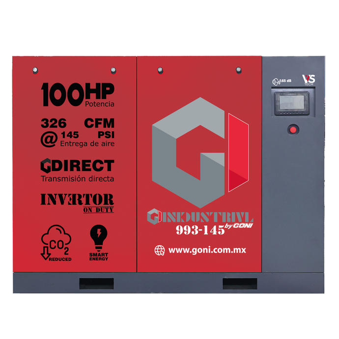 Compresor de Tornillo 100 HP 145 PSI GONI