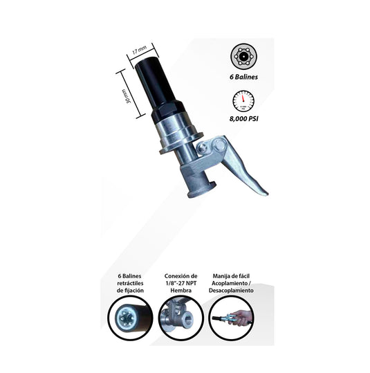 Cople hidráulico rápido para grasa 8,000 PSI ERKCO 1005-37-HC