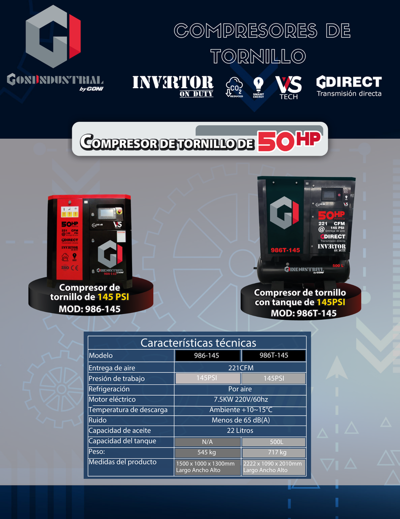 Cargue la imagen en el visor de la galería, Compresor de Tornillo 50 HP 145 PSI GONI
