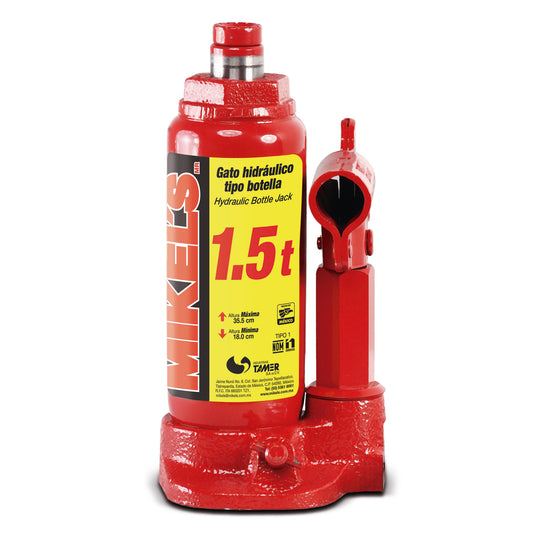 Gato hidraulico tipo botella , Capacidad 1.5 toneladas , Altura total 355 , MOD GH-1.5 , MIKELS - HNL INDUSTRIAL TOOLS