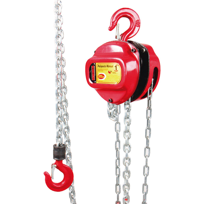 Polipasto manual de cadena  , 1 TON. , Cadena de 3 metros , MOD POLM-1 ,  MIKELS - HNL INDUSTRIAL TOOLS