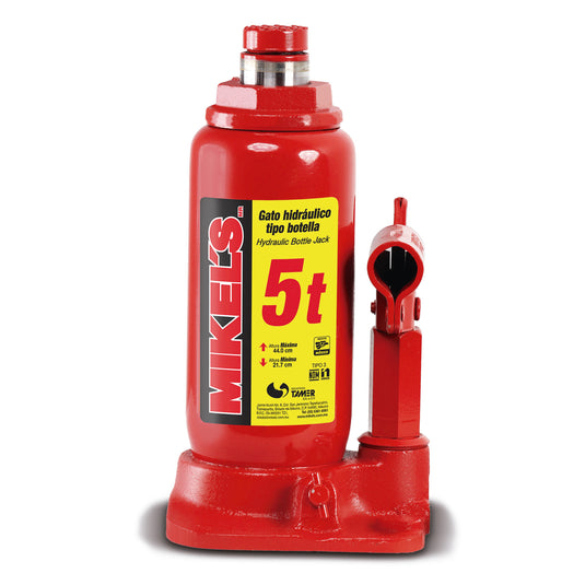 Gato hidraulico tipo botella , Capacidad 5 toneladas , Altura total 440 mm , MOD GH-5 , MIKELS - HNL INDUSTRIAL TOOLS
